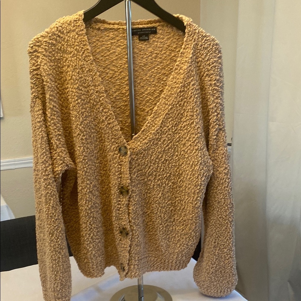 Cozy Tan Textured Knit Cardigan